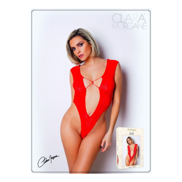 Body Rouge avec décolleté plongeant - Le Numéro 2 - Collection Body 